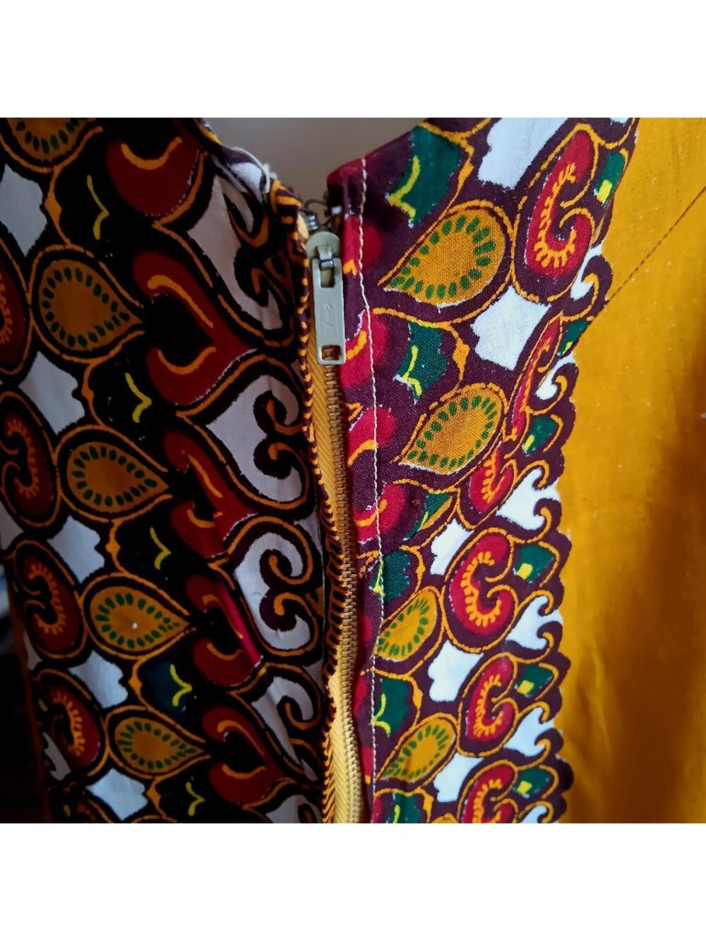 Medium Vintage Dress Handmade 1970's Sleeveless Maxi Africa Print Side Zip 1Of1